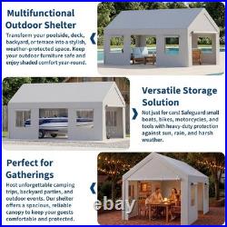 13x25x10 FT Carport Canopy Car Port With 4 Mesh Windows & Roll-Up Door Heavy Duty