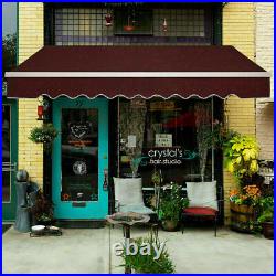 13x8 Ft Retractable Patio Awning Deck Sunshade Canopy Sandy Color Garden Cafe