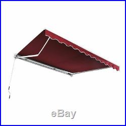 13x8 Manual Retractable Patio Awning Sun Shade Canopy Shelter Wine Red