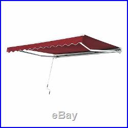 13x8 Manual Retractable Patio Awning Sun Shade Canopy Shelter Wine Red
