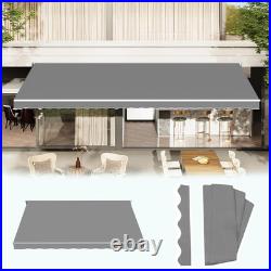 14'×10' Retractable Awning Fabric Replacement, Sun Shade Patio Awning Cover Outd