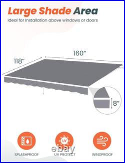 14'×10' Retractable Awning Fabric Replacement, Sun Shade Patio Awning Cover Outd