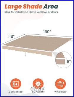 14'×10' Retractable Awning Fabric Replacement, Sun Shade Patio Awning Cover Outd