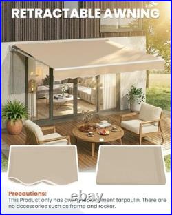 14'×10' Retractable Awning Fabric Replacement, Sun Shade Patio Awning Cover Outd