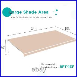 14 X 10 FT Patio Awning Manual Retractable Sun Shade Canopy Outdoor Deck Shelter