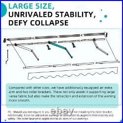 14 X 10 FT Patio Awning Manual Retractable Sun Shade Canopy Outdoor Deck Shelter