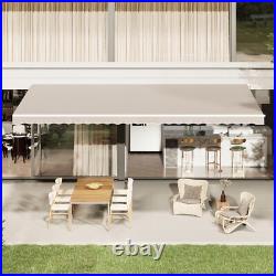 14 X 10 FT Patio Awning Manual Retractable Sun Shade Canopy Outdoor Deck Shelter