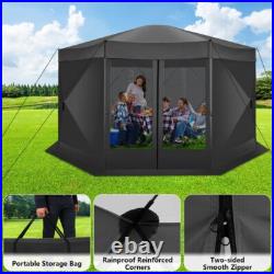 15x15ft Large Pop-Up Gazebo Canopy Tent with Mosquito Netting Screened Shelter#