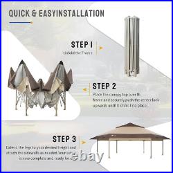 16 X 16 Pop up Gazebo with Mosquito Nettings, Beige & Coffee