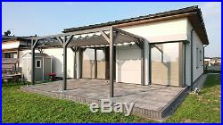 16 x 16ft -Retractable Terrace Canopies Awnings Canopy Sliding Roofing Pergola