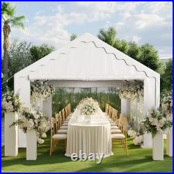 16'x20' Outdoor Canopy Tent Gazebo Shelter Carport Heavy Duty with Sidewall White