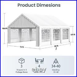 16'x20' Outdoor Canopy Tent Gazebo Shelter Carport Heavy Duty with Sidewall White