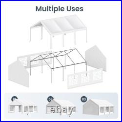 16'x20' Outdoor Canopy Tent Gazebo Shelter Carport Heavy Duty with Sidewall White