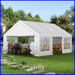 16'x20' Outdoor Canopy Tent Gazebo Shelter Carport Heavy Duty with Sidewall White