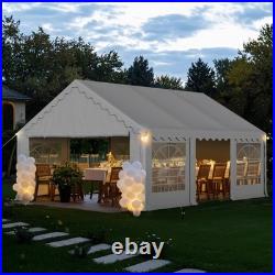 16'x20' Outdoor Canopy Tent Gazebo Shelter Carport Heavy Duty with Sidewall White