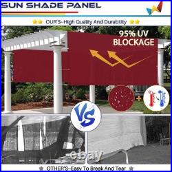 16ft Waterproof Pergola Shade Cover Canopy Replacement Awning Shade Cloth with Rod