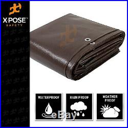 18' x 24' Super Heavy Duty 16 Mil Brown Poly Tarp Cover Thick Waterproof