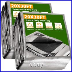 2 Pack 20x30 Ft 10 Mil Poly Tarp Protective Cover Tarpaulin Outdoor Waterproof