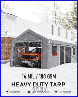 2-Pack Heavy-Duty 180G Zipper Doors Replacement for Carport 13' x 20' to 13