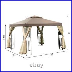 2-Tier 10'x10' Gazebo Canopy Shelter Awning Tent Outdoor withNetting Screw-Free