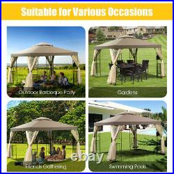 2-Tier 10'x10' Gazebo Canopy Shelter Awning Tent Outdoor withNetting Screw-Free
