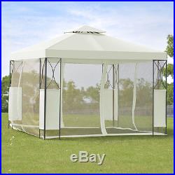 2-Tier 10'x10' Gazebo Canopy Tent Shelter Awning Steel Patio Garden Beige Cover