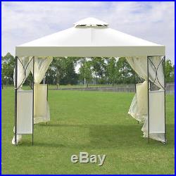 2-Tier 10'x10' Gazebo Canopy Tent Shelter Awning Steel Patio Garden Beige Cover