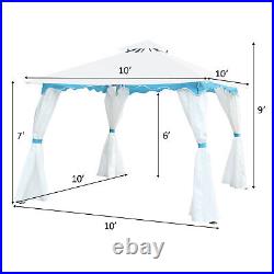 2 Tier 10'x10' Patio Gazebo Canopy Tent Steel Frame Shelter Awning WithSide Walls
