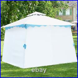 2 Tier 10'x10' Patio Gazebo Canopy Tent Steel Frame Shelter Awning WithSide Walls