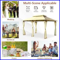 2-Tier 10'x13' Steel Gazebo Canopy Tent Shelter Patio Garden Outdoor Netting