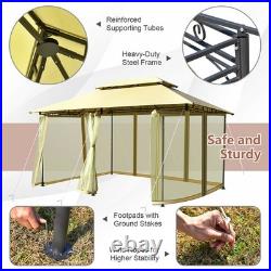 2-Tier 10'x13' Steel Gazebo Canopy Tent Shelter Patio Garden Outdoor Netting