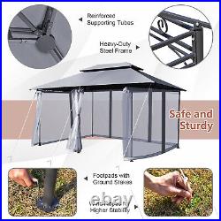 2-Tier 10'x13' Steel Gazebo Canopy Tent Shelter Patio Garden Outdoor Netting