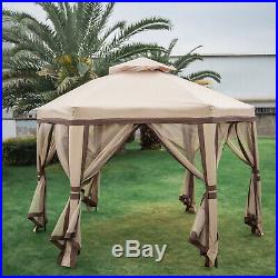 2-Tier 11.8 x 10 Hexagonal Gazebo Canopy Tent Shelter Awning Steel Garden