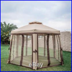 2-Tier 11.8 x 10 Hexagonal Gazebo Canopy Tent Shelter Awning Steel Garden