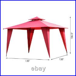 2-Tier 11'x11' Gazebo Canopy Shelter Patio Party Tent Outdoor Awning Burgundy