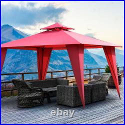 2-Tier 11'x11' Gazebo Canopy Shelter Patio Party Tent Outdoor Awning Burgundy