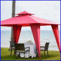 2-Tier 11x11 Gazebo Canopy Shelter Patio Party Tent Outdoor Awning Burgundy