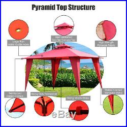 2-Tier 11x11 Gazebo Canopy Shelter Patio Party Tent Outdoor Awning Burgundy