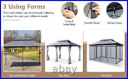 2-Tier Patio 10'x13' Steel Gazebo Canopy Tent Shelter Garden Outdoor Netting Tan