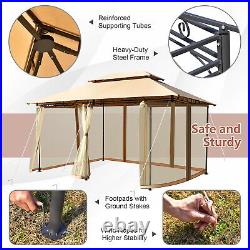 2-Tier Patio10'x13' Steel Gazebo Canopy Tent Shelter Garden Outdoor Netting