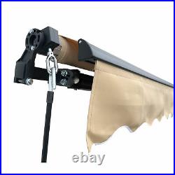 20 Ft Retractable Patio Awning Aluminum Deck Sunshade Shelter Outdoor Beige New