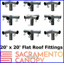 20' Wide Flat Roof Canopy Fittings Kits, DIY Metal 1 EMT Carport Frame Parts
