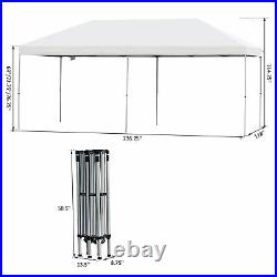 20' x 10' Folding Gazebo Steel Canopy Party Tent With Bag, Off-white