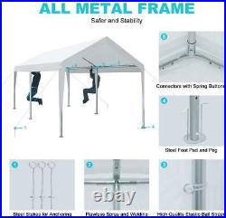 20'x10' Heavy Duty Garage Carport Car Shelter Canopy Party Tent Adjustable White