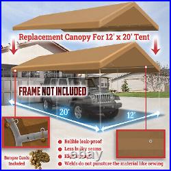 20'x12' Outdoor Carport Replacement Canopy Car Boat Shelter Top Cover w Bungees