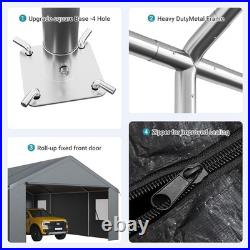 20'x20' Outdoor Black Carport Heavy Duty Canopy Shed Portable Garage Party Tent