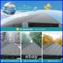 20'x20' Outdoor Black Carport Heavy Duty Canopy Shed Portable Garage Party Tent