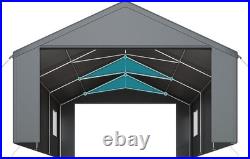 20'x20' Outdoor Black Carport Heavy Duty Canopy Shed Portable Garage Party Tent