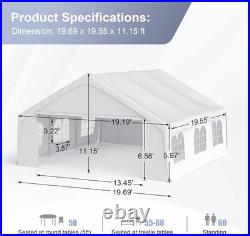 20'x26'/20'x20' Carport Canopy Gazebo Heavy Duty Wedding Party Event Tent Garage