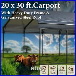 20'x30' Reinforce Metal Carport Heavy Duty Car Port Shelter Garage with Sidewall
